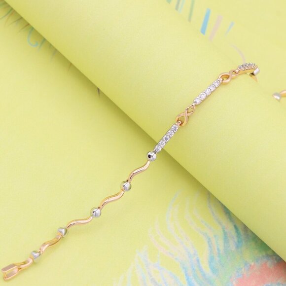 "Elegant Infinity Link Rose Gold & Silver Bracelet with Crystals, XPBL0849 - Picture 4 of 12